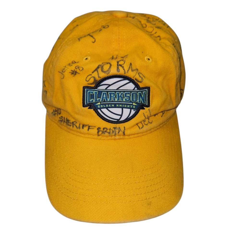 VTG ML Caps Clarkson Golden Knights Volleyball Team Signed Hat Yellow Sz OSFA